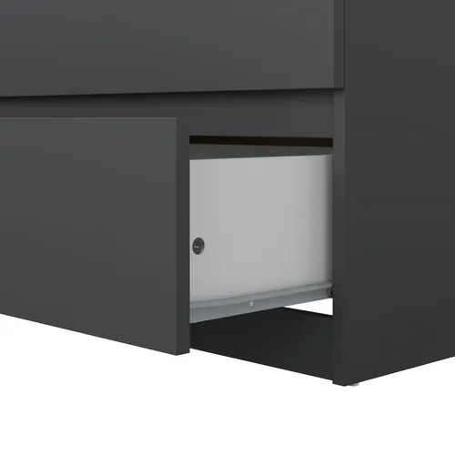 Commode 2X3 tiroirs BEST gris et imitation chêne vue accessoires