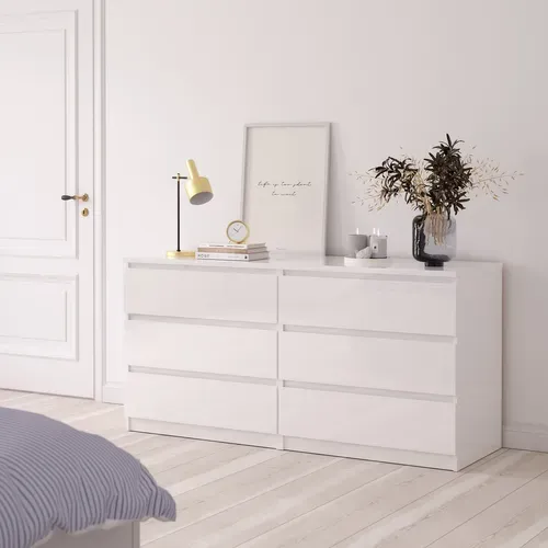 Commode 2X3 tiroirs BEST blanc brillant vue d'ambiance 1