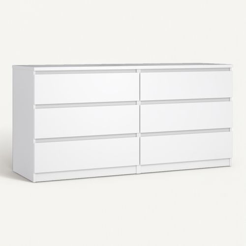 Commode 2X3 tiroirs BEST blanc brillant vue 3/4