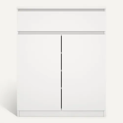 Rangement 2 portes / 1 tiroir BEST blanc mat vue de face