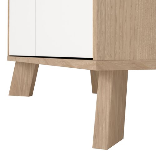 Bibliothèque 2 portes IKAST imitation chêne et blanc vue accessoires