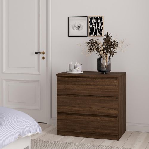 Commode 3 tiroirs BEST imitation noyer vue d'ambiance 1