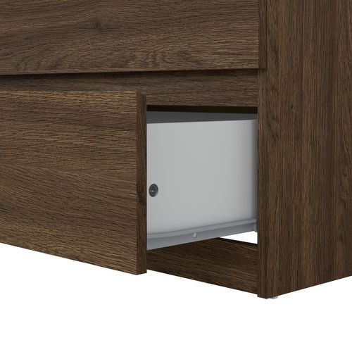 Commode 2x3 tiroirs BEST imitation noyer vue accessoires