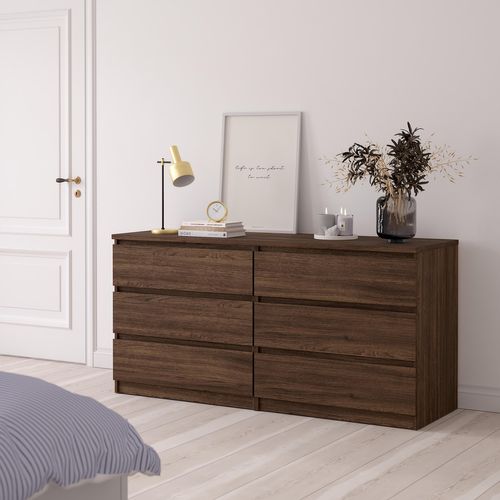 Commode 2x3 tiroirs BEST imitation noyer vue d'ambiance 1
