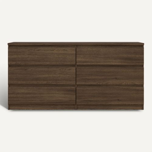 Commode 2x3 tiroirs BEST imitation noyer vue de face