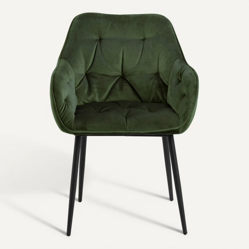 chaise velours BROOKE vert vue de face