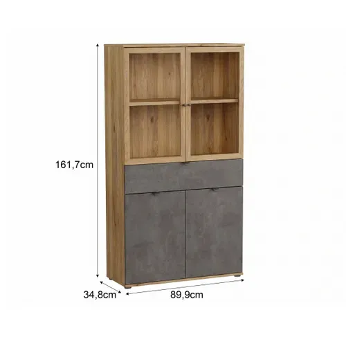 Vitrine UNIK Imitation chêne / béton
