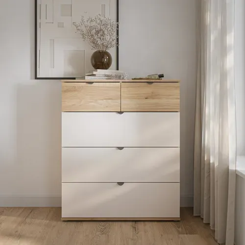 COMMODE - CHIFFONNIER UNIK Imitation chêne / grège vue d'ambiance 1