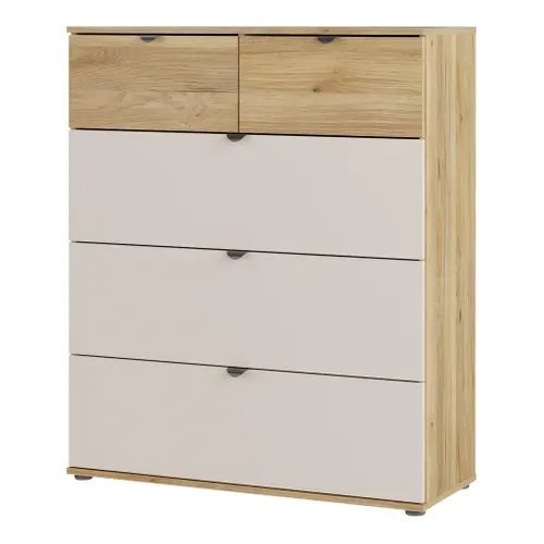 COMMODE - CHIFFONNIER UNIK Imitation chêne / grège vue de profil