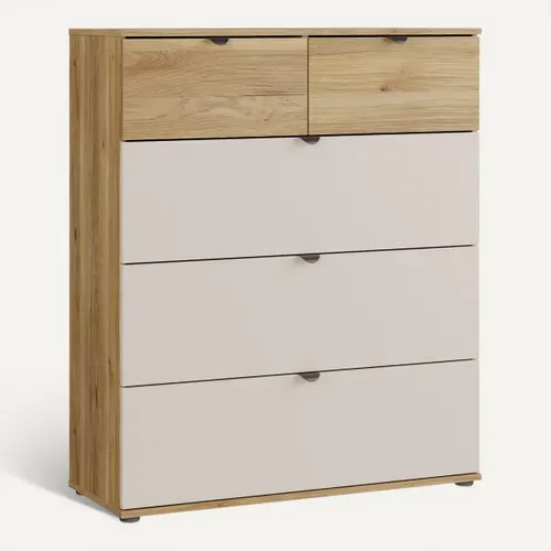 COMMODE - CHIFFONNIER UNIK Imitation chêne / grège vue 3/4