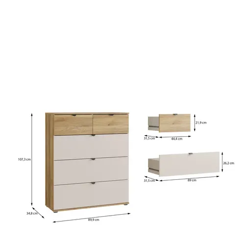 COMMODE - CHIFFONNIER UNIK Imitation chêne / grège