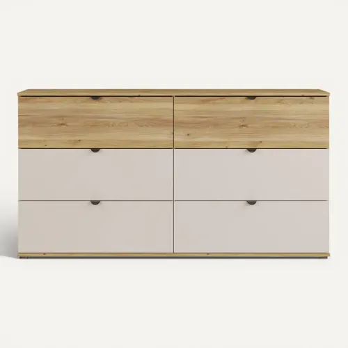 COMMODE - CHIFFONNIER UNIK Imitation chêne / grège vue de face