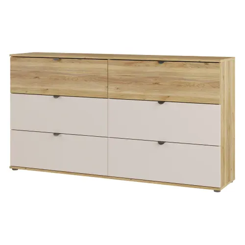 COMMODE - CHIFFONNIER UNIK Imitation chêne / grège vue de profil