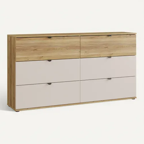 COMMODE - CHIFFONNIER UNIK Imitation chêne / grège vue 3/4