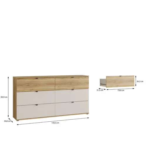 COMMODE - CHIFFONNIER UNIK Imitation chêne / grège