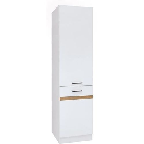 Junona Colonne De Cuisine 2 Portes - Ouverture Gauche - L 50 X H 196 X P 46 Cm - Blanc Brillant