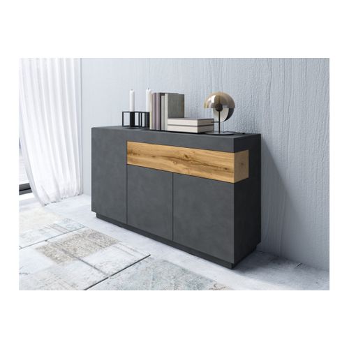 Buffet Lumina 3 Portes Et 1 Tiroir En Panneaux Mélaminés - Chêne