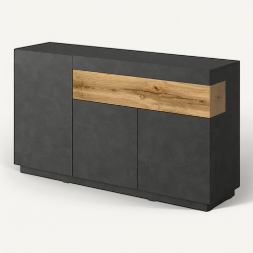 Buffet Lumina 3 Portes Et 1 Tiroir En Panneaux Mélaminés - Chêne