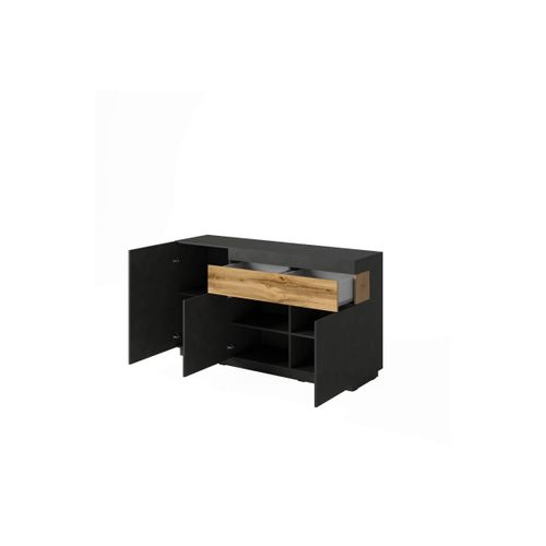 Buffet Lumina 3 Portes Et 1 Tiroir En Panneaux Mélaminés - Chêne