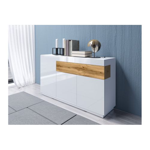Buffet Lumina 3 Portes Et 1 Tiroir En Panneaux Mélaminés - Chêne