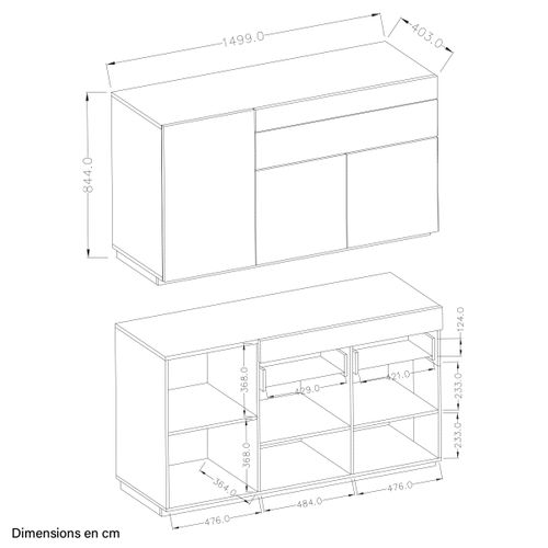 Buffet Lumina 3 Portes Et 1 Tiroir En Panneaux Mélaminés - Chêne