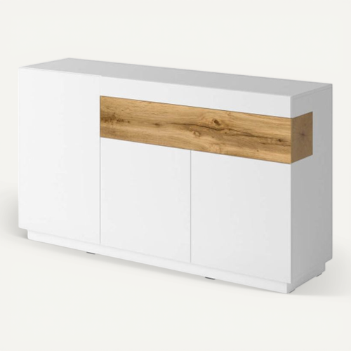 Buffet Lumina 3 Portes Et 1 Tiroir En Panneaux Mélaminés - Chêne