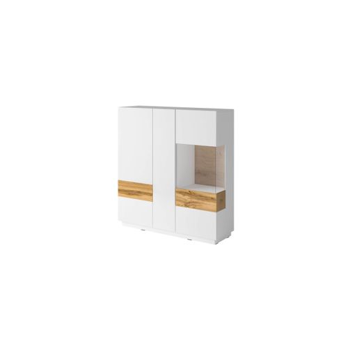 Buffet Lumina 3 Portes Dont 1 Vitrée En Panneaux Mélaminés - Chêne