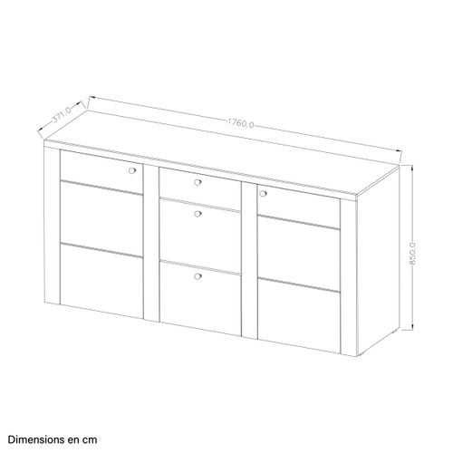Buffet Voltia Avec 2 Portes Et 3 Tiroirs - Marron