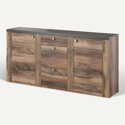 Buffet Voltia Avec 2 Portes Et 3 Tiroirs - Marron