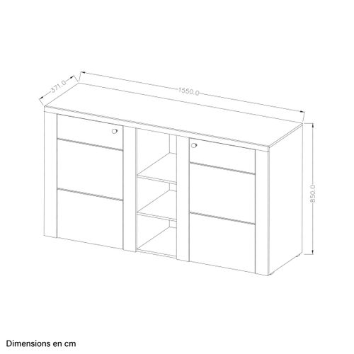 Buffet Voltia Avec 2 Portes Et 3 Niches - Chêne