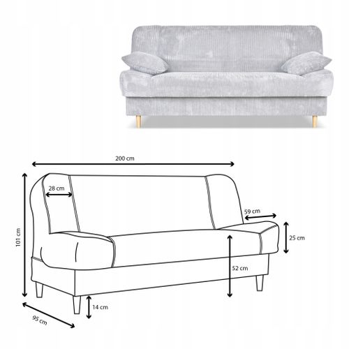 Canapé Convertible - Family - Belito - Gris - Coffre, Convertible