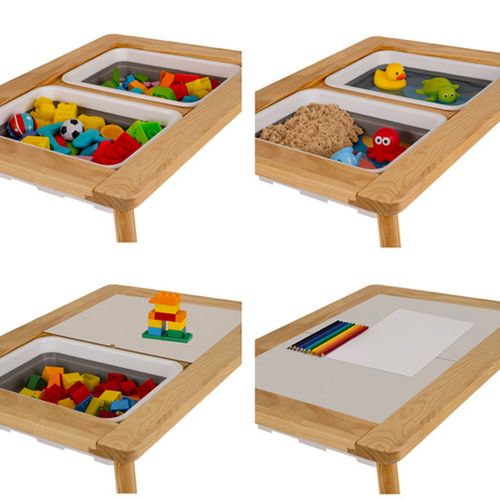 Table D'activité Sensorielle Montessori En Bois Bacs De Rangements Tabouret Pour Enfant Dès 3 Ans