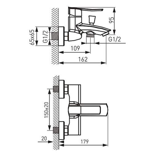 Robinet Mitigeur Mural De Baignoire - Douche Veneto Chromé