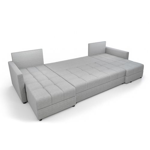 Canapé Panoramique En Tissu Noir Dolceo U 287/140/73 Cm - Avec Coffre Et Fonction Lit