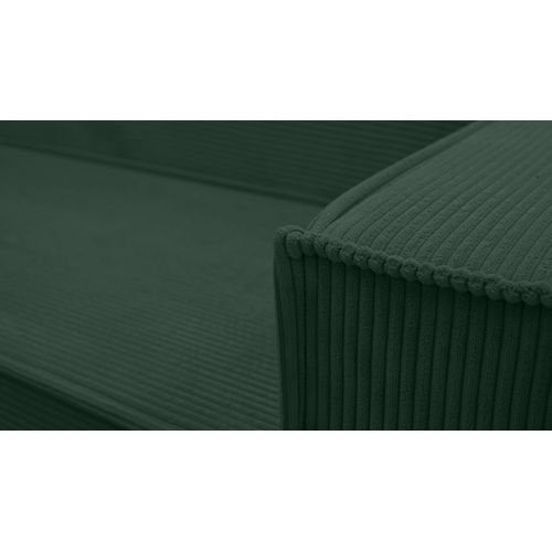 Canapé Panoramique En Velours Côtelé Vert Lovere U 314/217/90 Cm - Avec Coffre Et Fonction Lit