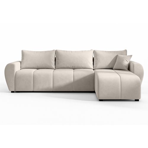 Canapé D'angle Droit En Tissu Beige Malatya 246/145/82 Cm - Avec Coffre Et Fonction Lit