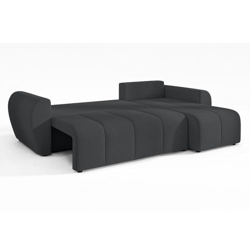 Canapé D'angle Droit En Tissu Gris Malatya 246/145/82 Cm - Avec Coffre Et Fonction Lit