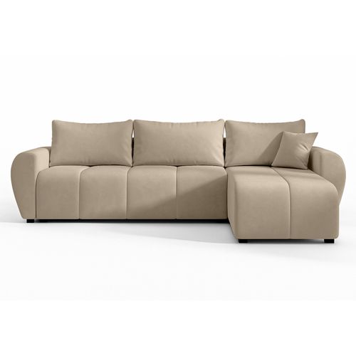 Canapé D'angle Droit En Tissu Marron Malatya 246/145/82 Cm - Avec Coffre Et Fonction Lit