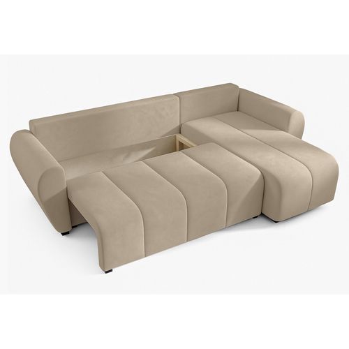 Canapé D'angle Droit En Tissu Marron Malatya 246/145/82 Cm - Avec Coffre Et Fonction Lit