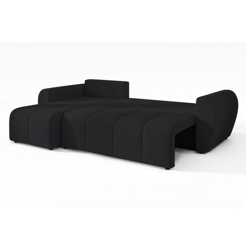 Canapé D'angle Gauche En Tissu Noir Malatya 246/145/82 Cm - Avec Coffre Et Fonction Lit