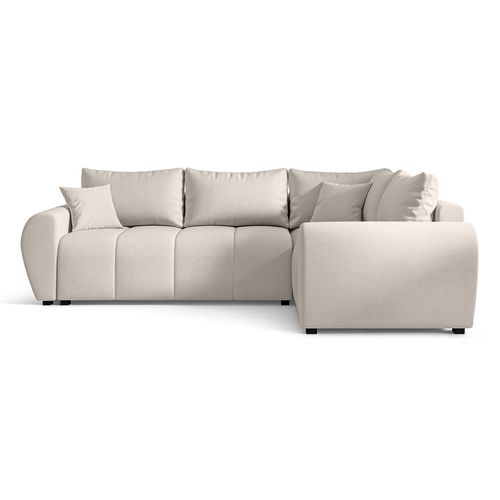 Canapé D'angle Droit En Tissu Beige Malatya L 235/175/82 Cm - Avec Coffre Et Fonction Lit