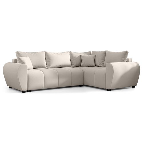 Canapé D'angle Droit En Tissu Beige Malatya L 235/175/82 Cm - Avec Coffre Et Fonction Lit