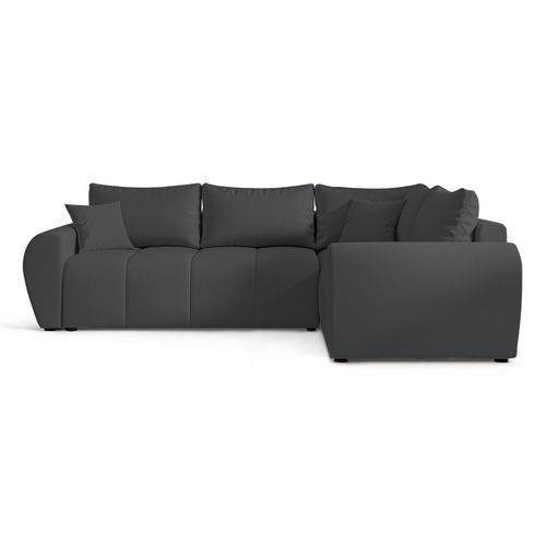 Canapé D'angle Droit En Tissu Gris Malatya L 235/175/82 Cm - Avec Coffre Et Fonction Lit