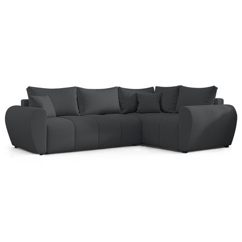 Canapé D'angle Droit En Tissu Gris Malatya L 235/175/82 Cm - Avec Coffre Et Fonction Lit