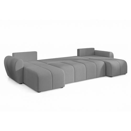 Canapé Panoramique En Tissu Gris Clair Malatya U 311/145/82 Cm - Avec Coffre Et Fonction Lit