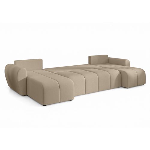 Canapé Panoramique En Tissu Marron Malatya U 311/145/82 Cm - Avec Coffre Et Fonction Lit