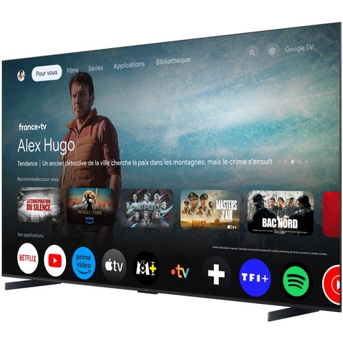 Téléviseur MiniLED 98'' 249 cm TCL 98C61K vue de profil