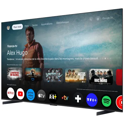Téléviseur QLED 98'' 249 cm TCL 98P81K vue de profil