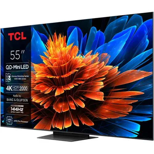 Téléviseur MiniLED 55'' 140 cm TCL 55MQLED80K vue de profil