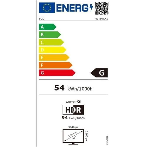 43t69c - TV Qled 43 (109 Cm) - 4k Uhd 3840x2160 - Hdr10+ - Android TV  - 3xhdmi 2.1 - Wifi